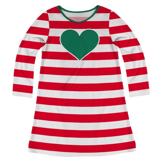 Heart White And Red Long Sleeve A Line Dress