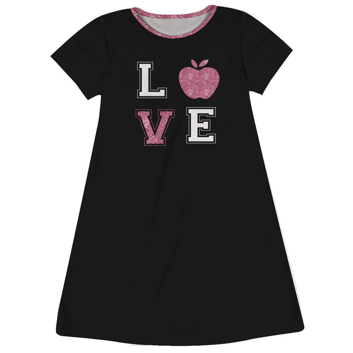 Love Apple Black Short Sleeve A Line Dress - Wimziy&Co.
