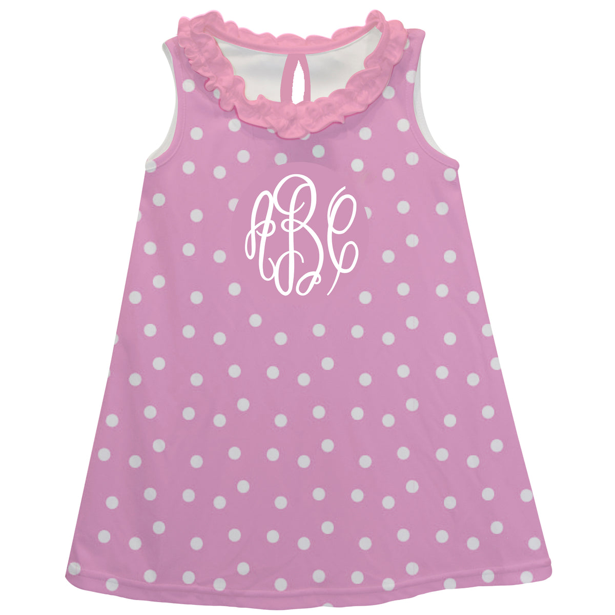 Monogram Pink Polka Dots A Line Dress