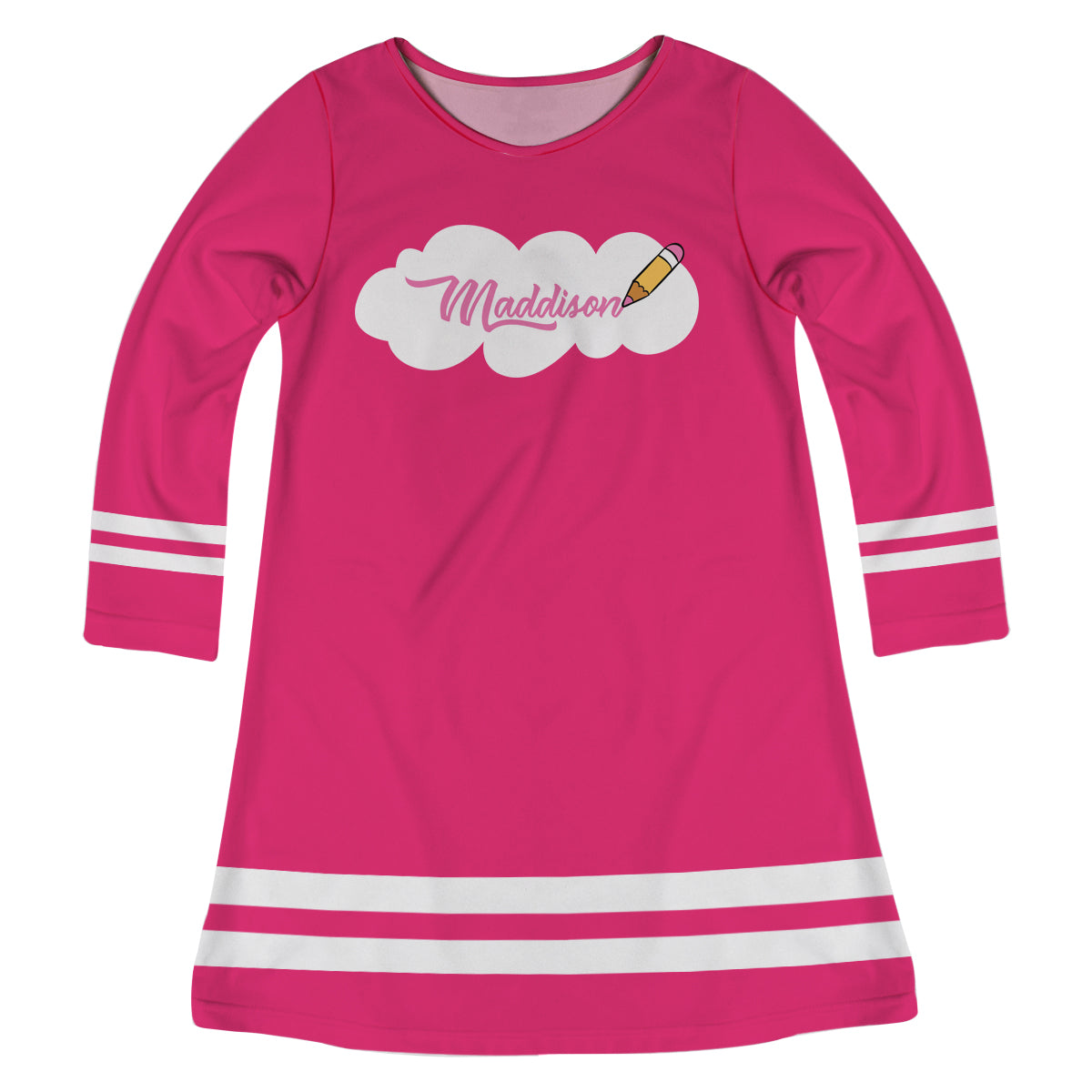Name Pink Long Sleeve A Line Dress - Wimziy&Co.