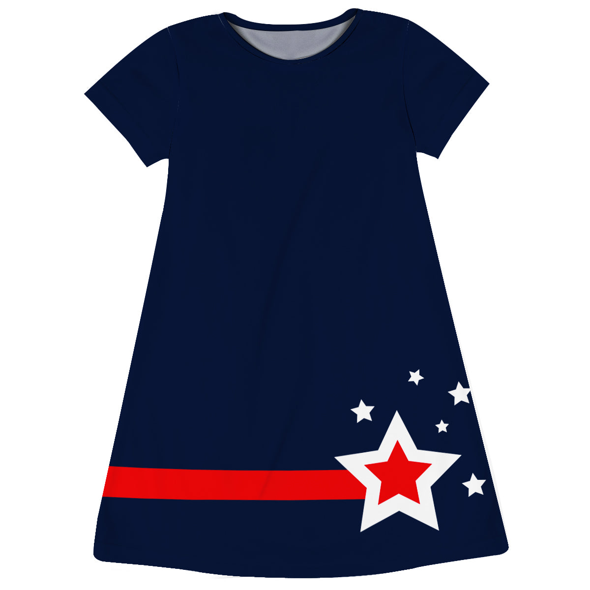 Stars Navy Short Sleeve A Line Dress - Wimziy&Co.