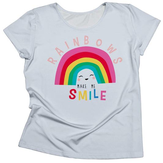 Rainbows Make Me Smile Light Blue Short Sleeve Tee Shirt