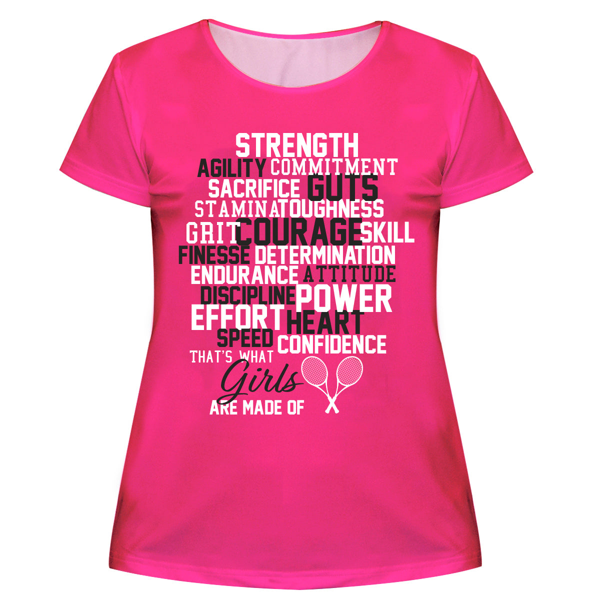Words Tennis Hot Pink Short Sleeve Tee Shirt