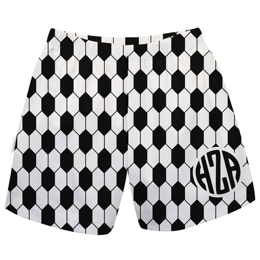 Soccer Ball Personalized Monogram White and Black Pull On Short