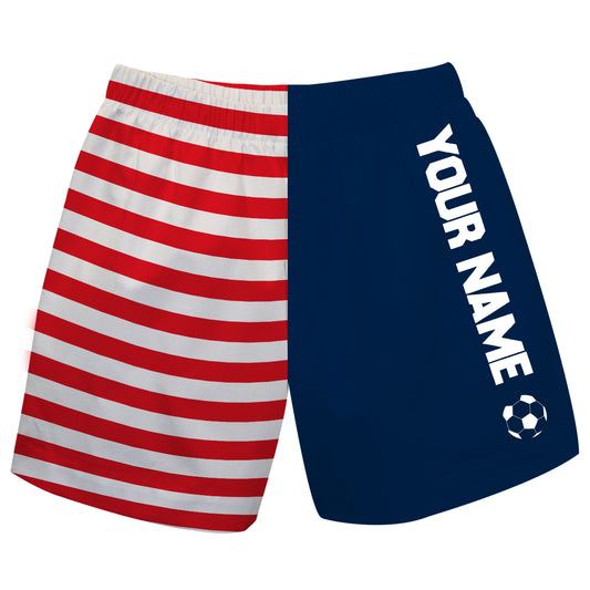 Stripe Name Soccer Navy Pull On Short