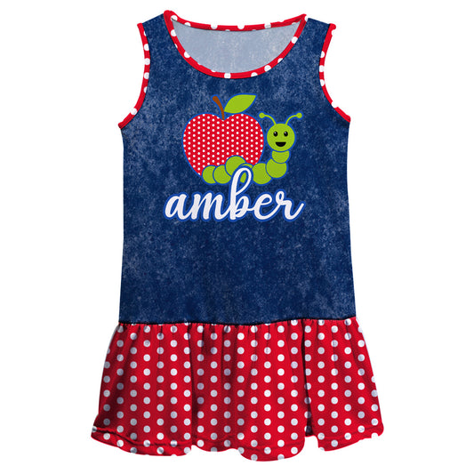 Apple Personalized Name Navy and Red Lily Dress