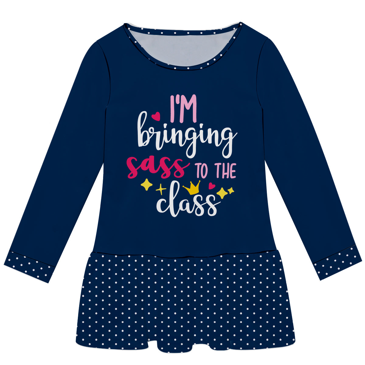 I´M Bringing Sass To The Class Navy Long Sleeve Epic Dress