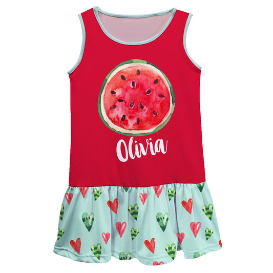 Watermelon Name Red Short Sleeve Lily Dress
