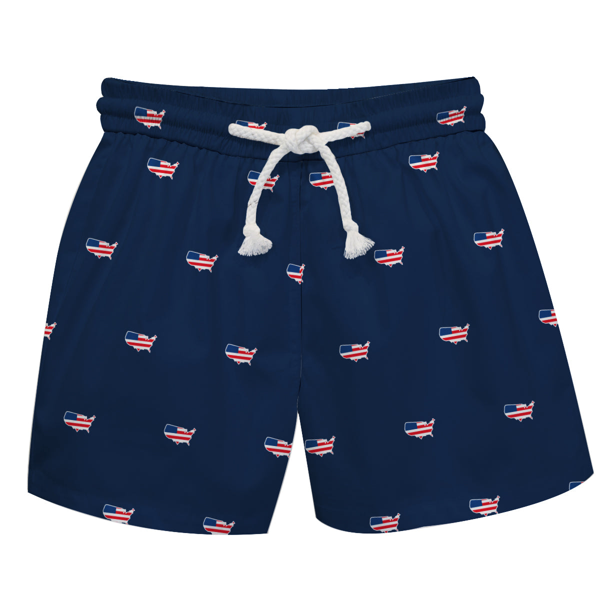 American Flag Map Print Navy Swimtrunk