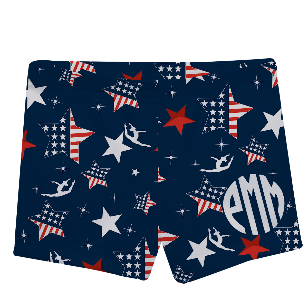 American Stars Gymnast Monogram Navy Girls Shorties
