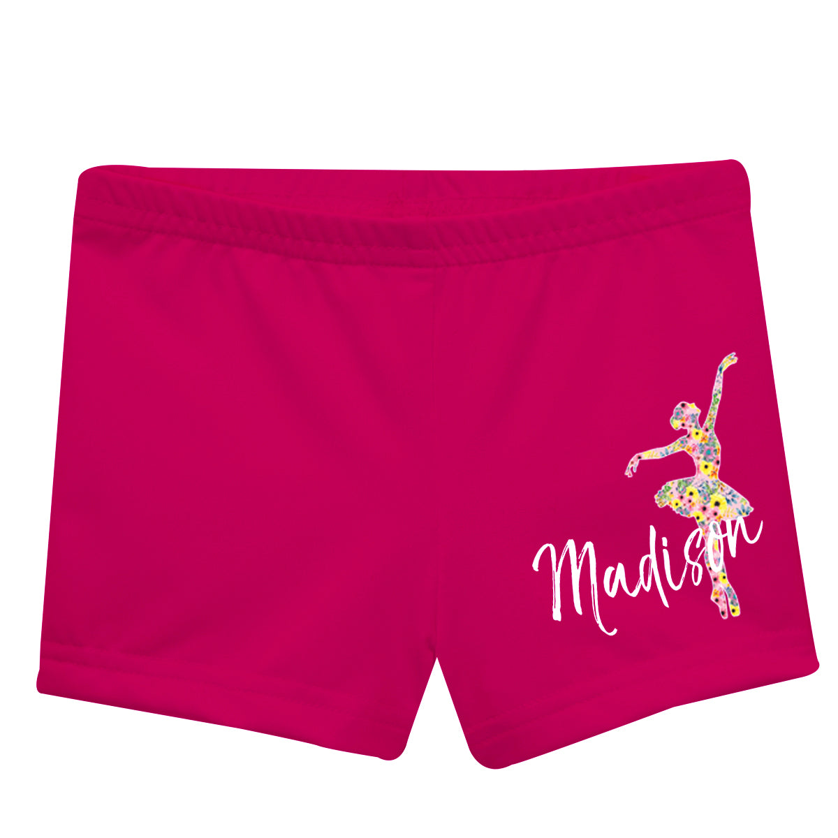 Floral Ballerina And Name Hot Pink Shorties