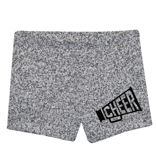 Cheer Megaphone Gray Glitter Girls Shorties