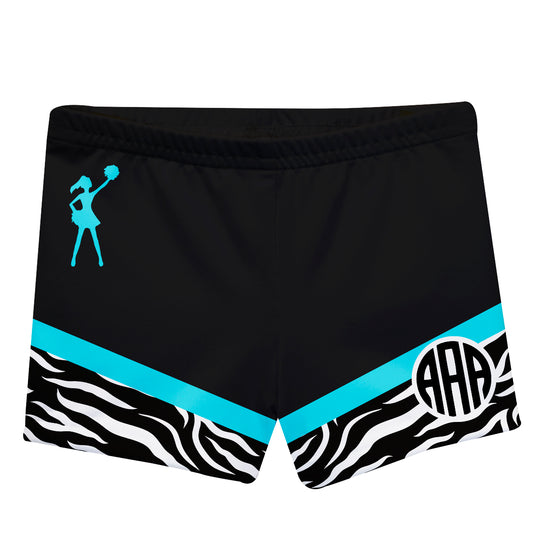 Cheer Monogram Black and Zebra Print Shorties