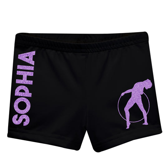 Gymnast Silhouette and Name Black Shorties - Wimziy&Co.