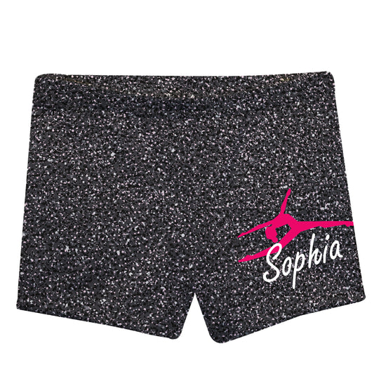 Gymnast Name Gray Glitter Shorties - Wimziy&Co.