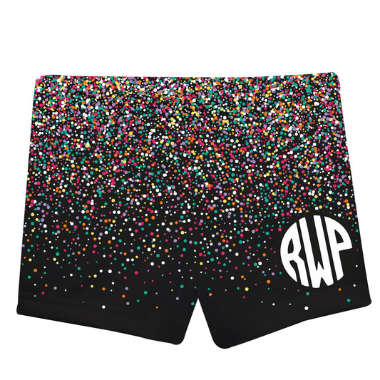 Polka Dots Print Personalized Monogram Black Shorties
