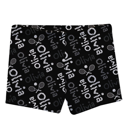 Tennis Name Print Black Shorties - Wimziy&Co.