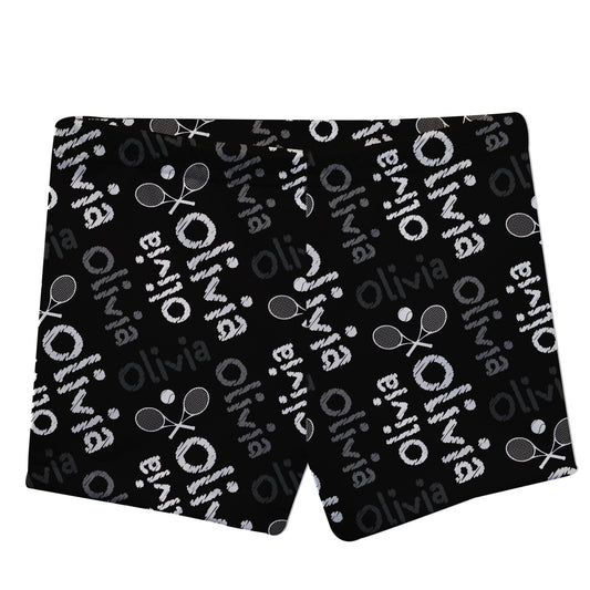 Tennis Name Print Black Shorties - Wimziy&Co.