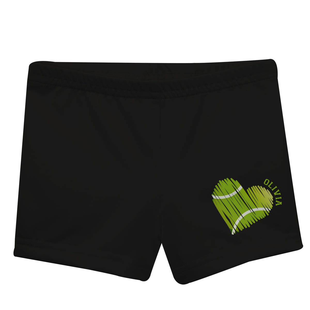 Tennis Green Heart Name Black Girls Shorties