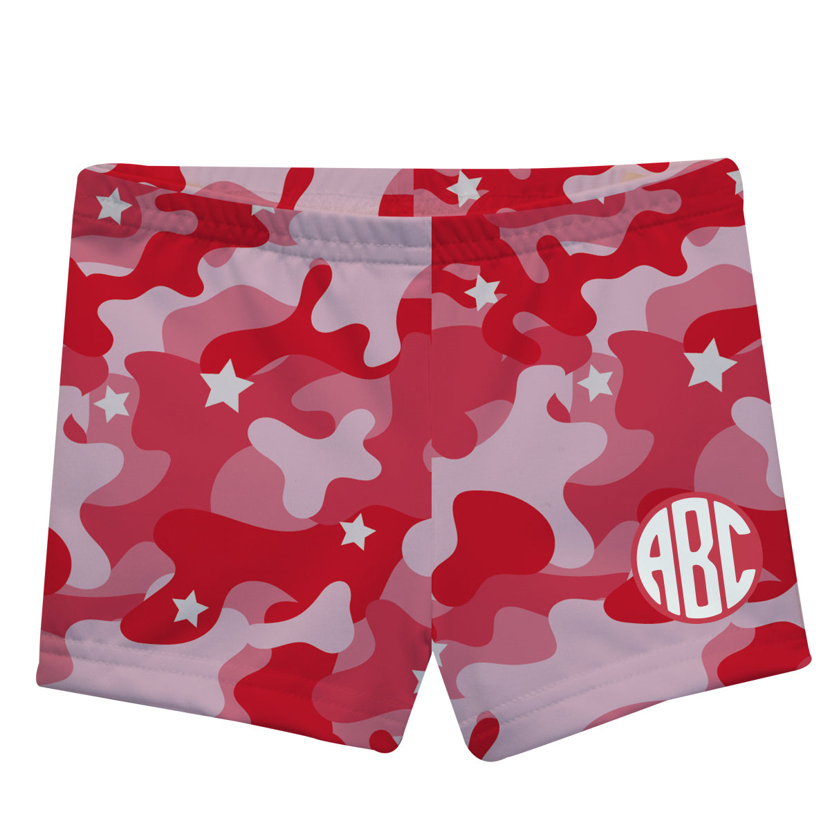White Monogram Stars Camo Pink and White Girls Shorties