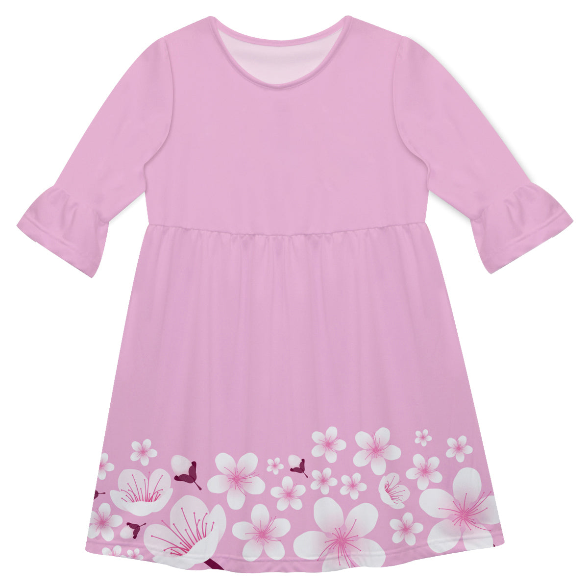 Girls pink and white flowers dress with name - Wimziy&Co.
