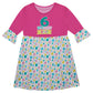 Lets Party Yay Personalized Age Hot Pink and White Amy Dress 3/4 Sleeve