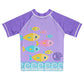 Fishes Monogram Purple Short Sleeve Rash Guard