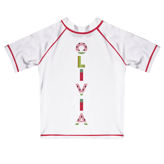 Fruits Name White Short Sleeve Rash Guard
