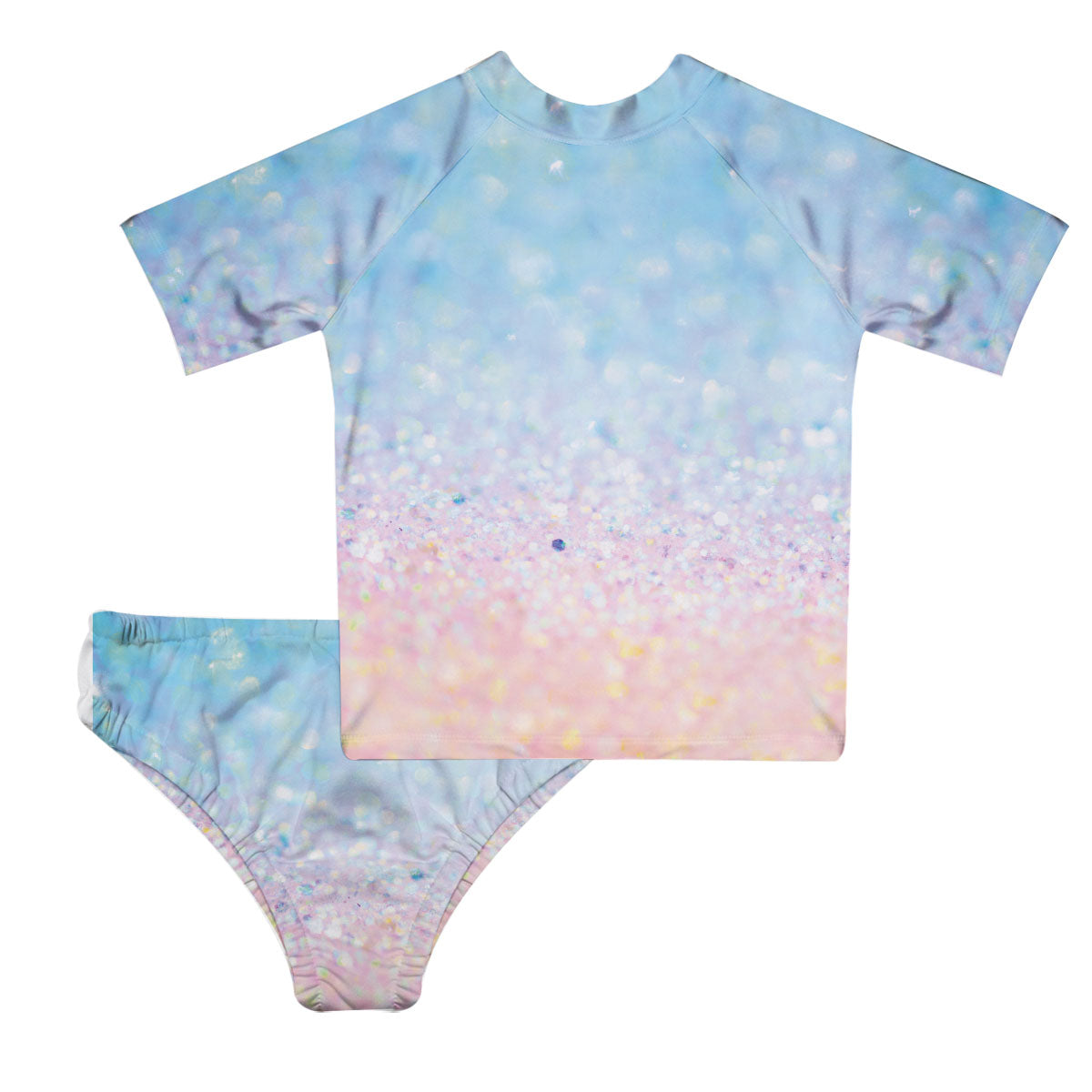 Glitter Colors 2pc Short Sleeve Rash Guard