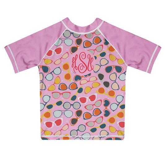 Sun Glasses Print Monogram Short Sleeve Rash Guard