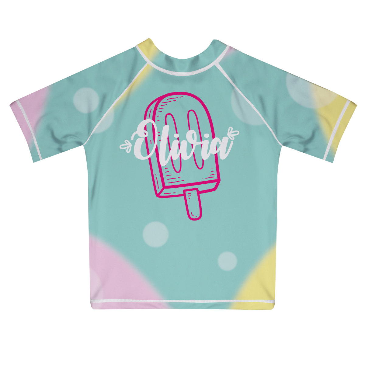 Popsicle Name Light Blue Short Sleeve Rash Guard