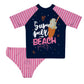 Summer Pink and Navy 2pc Short Sleeve Rash Guard