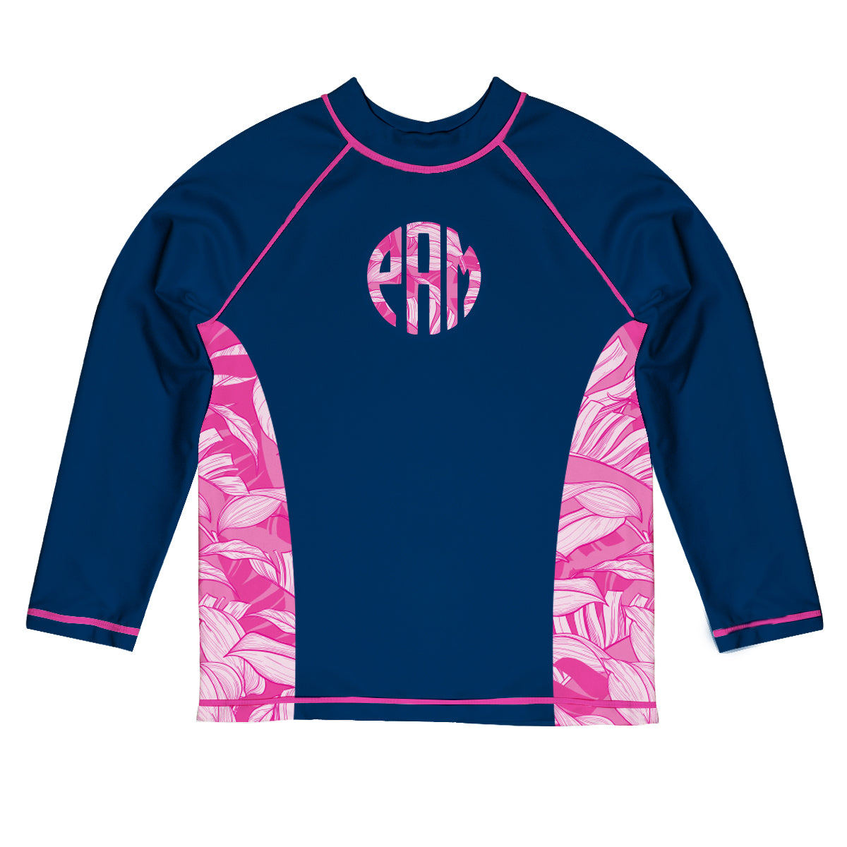 Summer Personalized Monogram Navy Long Sleeve Rash Guard
