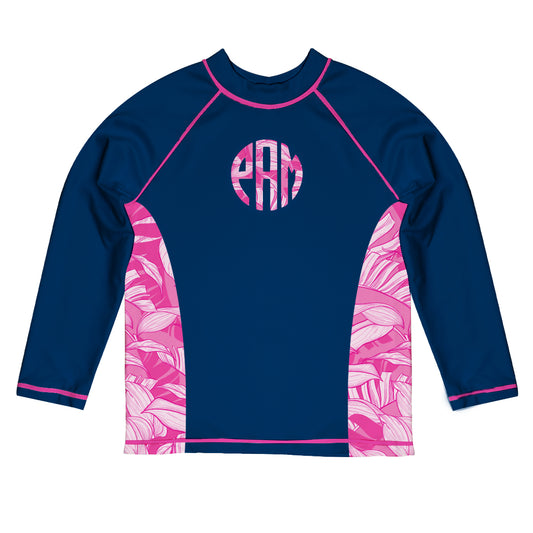 Summer Personalized Monogram Navy Long Sleeve Rash Guard