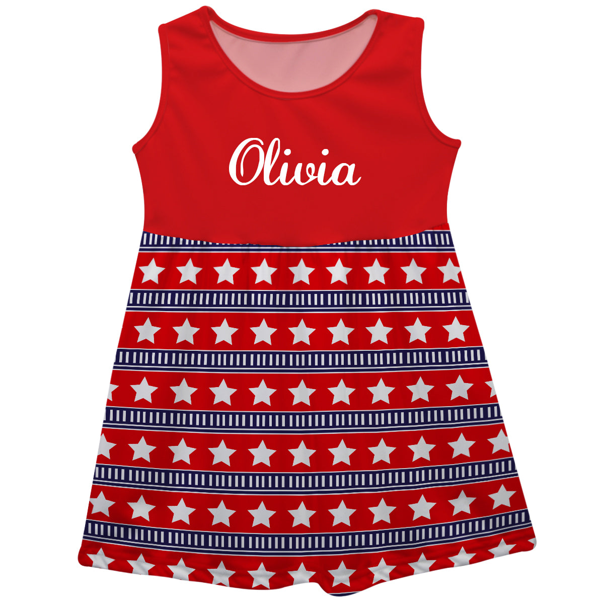 American Red Sleeveless Girls Tank Dress