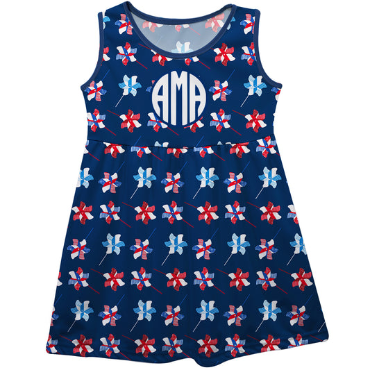 American Print Personalized Monogram Navy Tank Dress