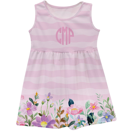 Flower Personalized Monogram Pink Waves Tank Dress