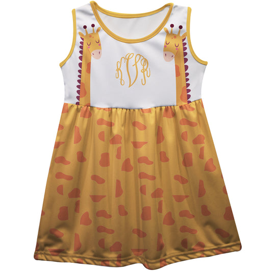 Giraffe Personalized Monogram White and Yellow Tank Dress