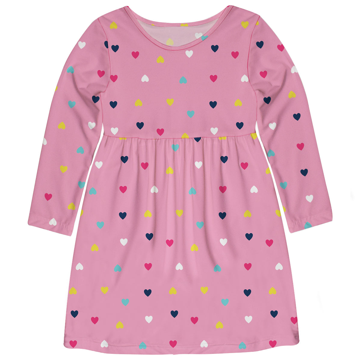 Hearts Print Pink Long Sleeve Tank Dress