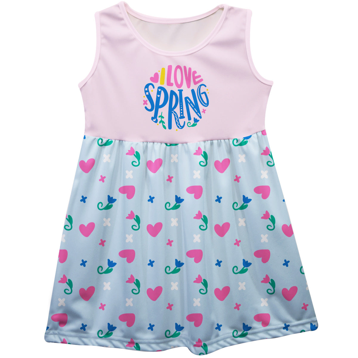 Love Spring Pink and Light Blue Tank Dress
