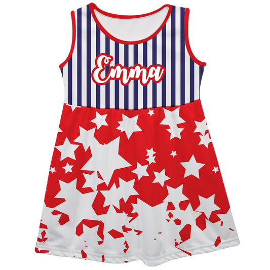 Name Stars Blue Stripes Tank Dress