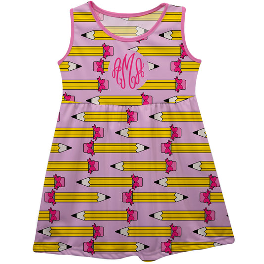 Pencil Print Personalized Monogram Pink Tank Dress