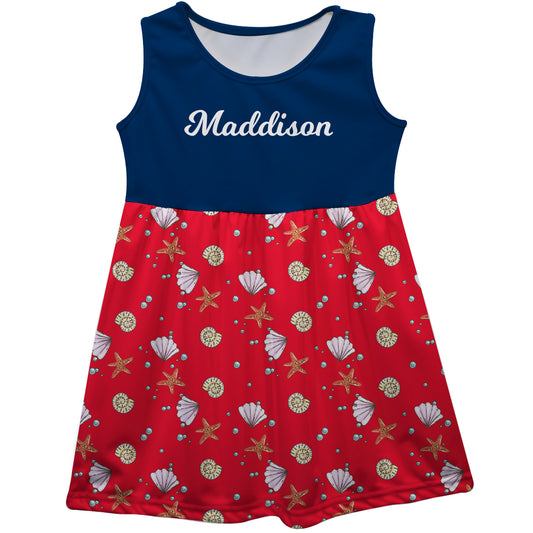 Shell Name Red And Navy Tank Dress - Wimziy&Co.