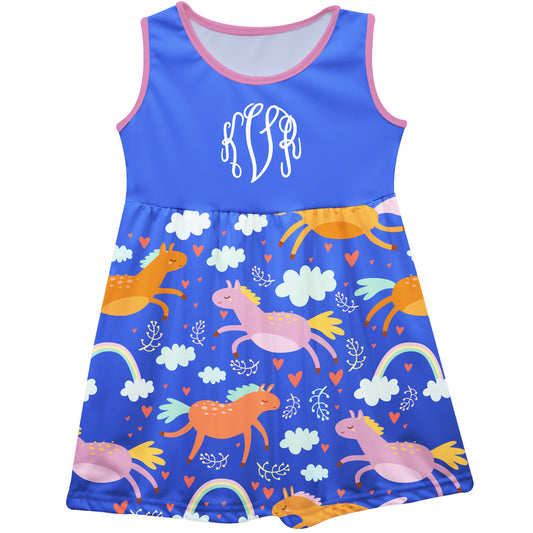 Unicorn Print Personalized Monogram Royal Tank Dress