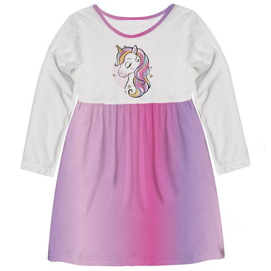 Unicorn White and Pink Degrade Long Sleeve Tank Dress