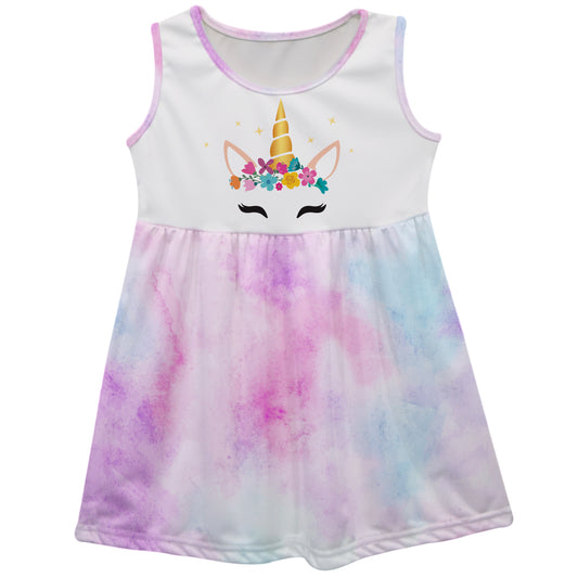 Unicorn White and Pink Watercolor Tank Dress