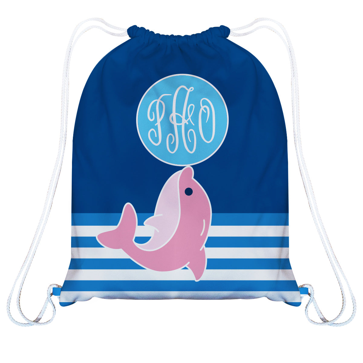 Dolphin Personalized Monogram Royal Gym Bag 14 x 19""