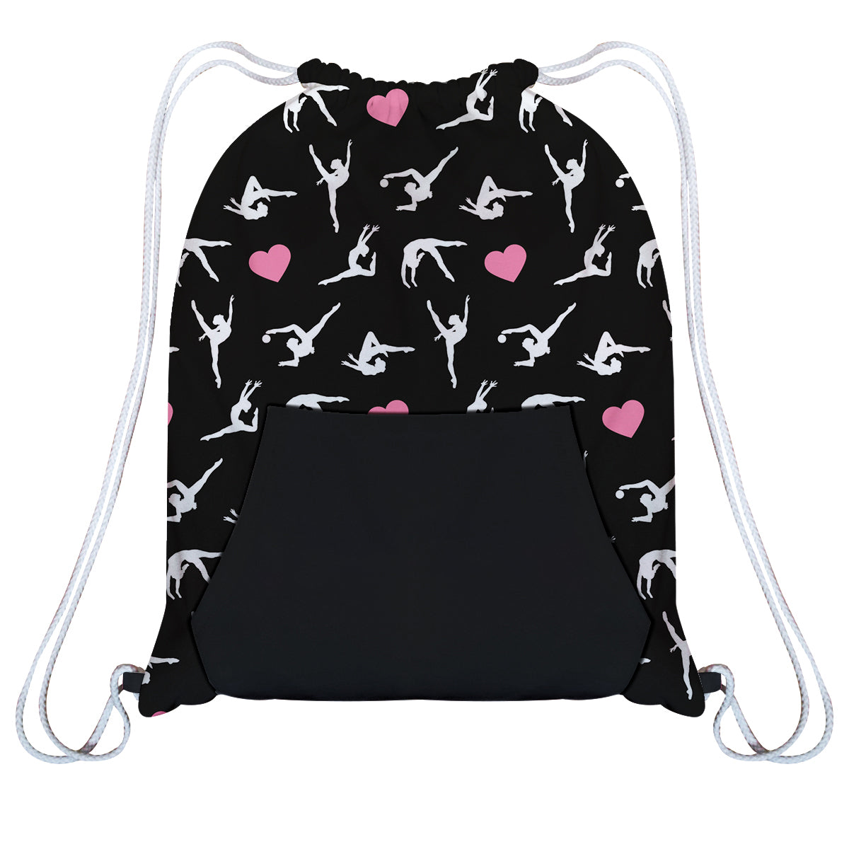 Black and pink gymnast girls gym bag with kangaroo pocket - Wimziy&Co.