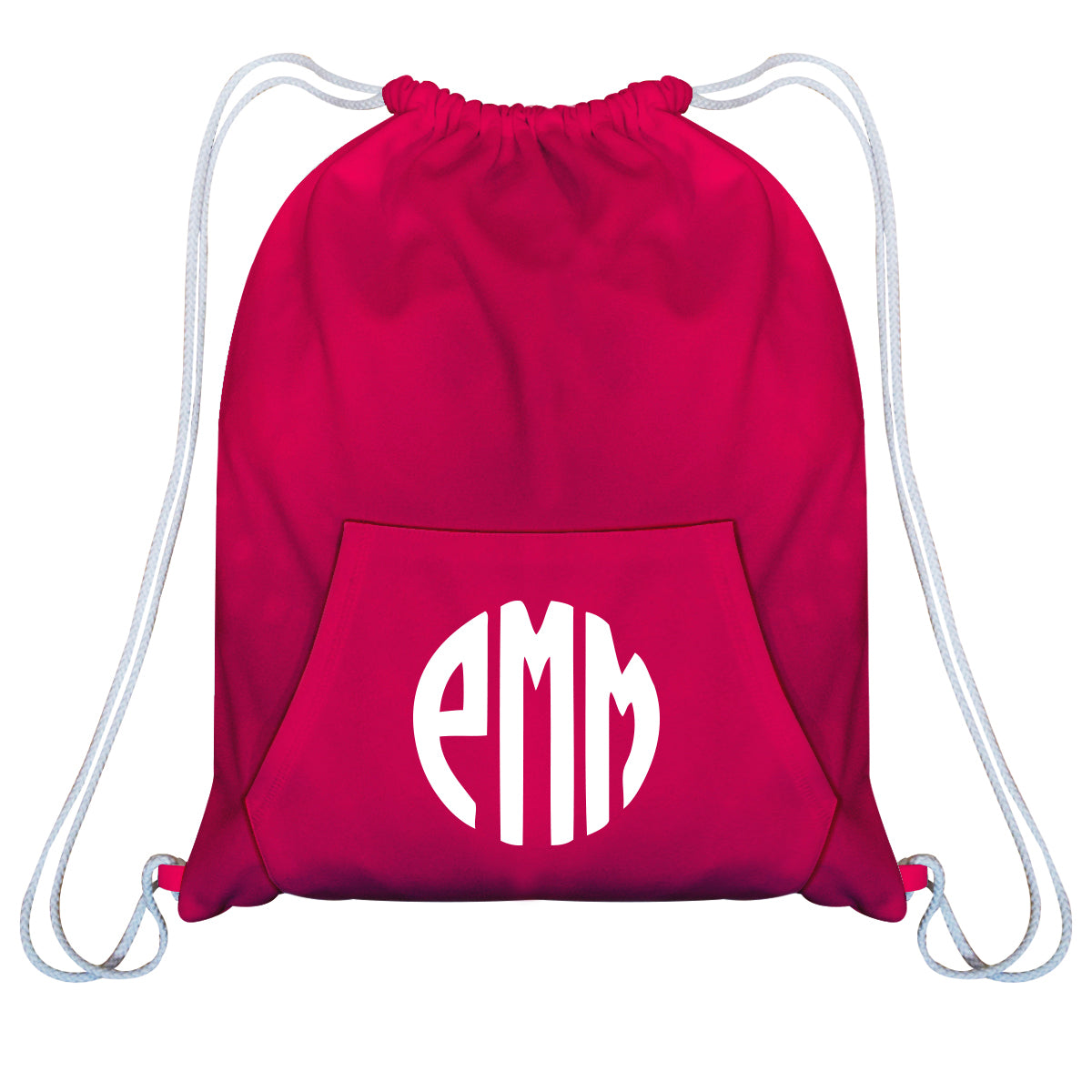 Monogram Hot Pink White Fleece Gym Bag White Kangaroo Pocket 14 X 19""