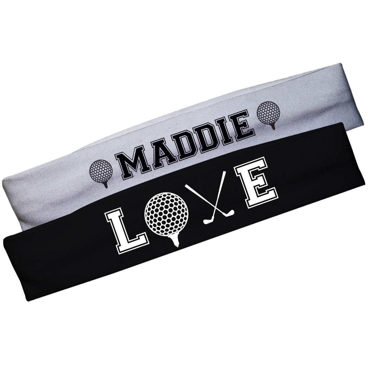 Golf Name Black and White Headband Set